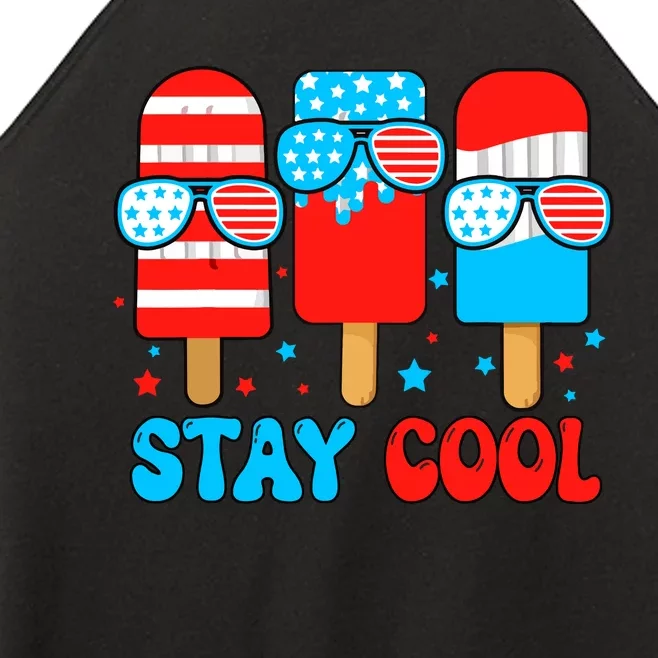 Stay Cool 4th July Popsicle Usa Flag American Women’s Perfect Tri Rocker Tank