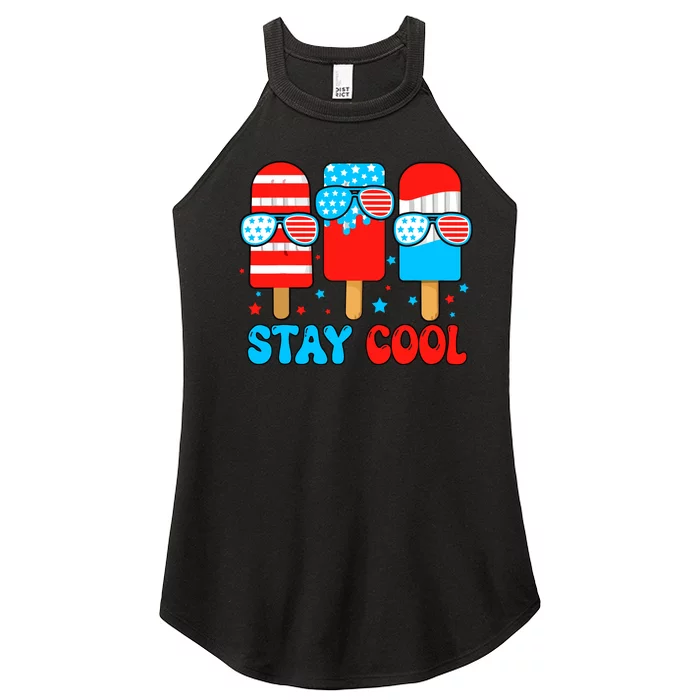 Stay Cool 4th July Popsicle Usa Flag American Women’s Perfect Tri Rocker Tank