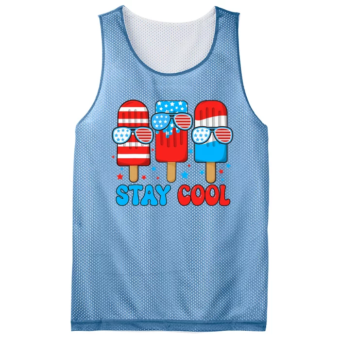 Stay Cool 4th July Popsicle Usa Flag Mesh Reversible Basketball Jersey Tank