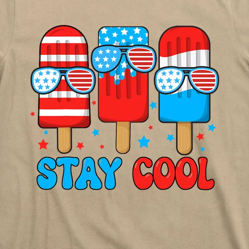 Stay Cool 4th July Popsicle Usa Flag T-Shirt