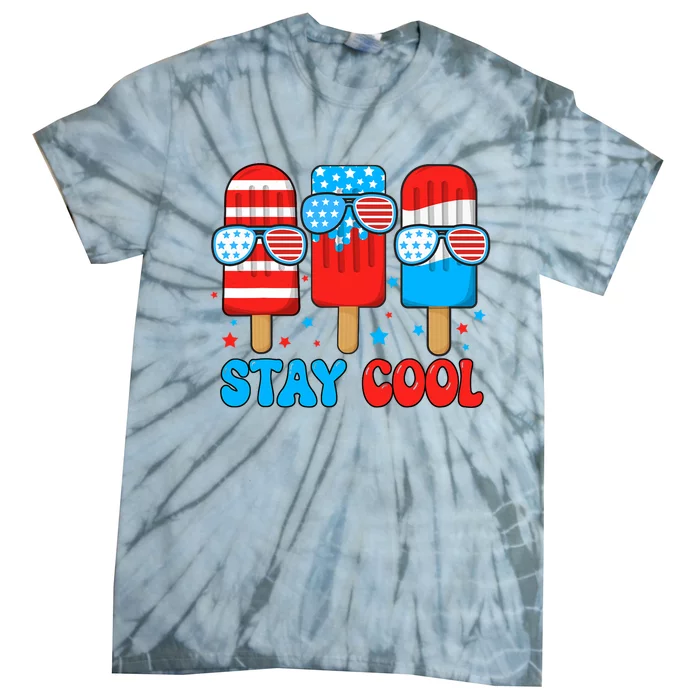 Stay Cool 4th July Popsicle Usa Flag Tie-Dye T-Shirt