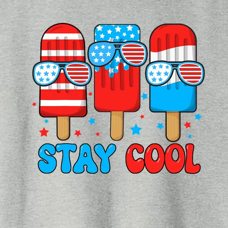 Stay Cool 4th July Popsicle Usa Flag Women's Crop Top Tee