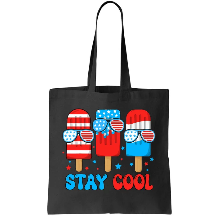 Stay Cool 4th July Boy Usa Flag Funny Popsicle Tote Bag