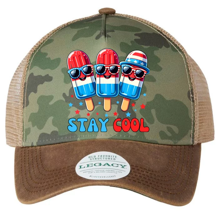 Stay Cool 4th July Popsicle Boy Usa Flag American Legacy Tie Dye Trucker Hat