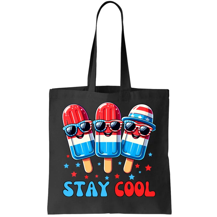 Stay Cool 4th July Popsicle Boy Usa Flag American Tote Bag