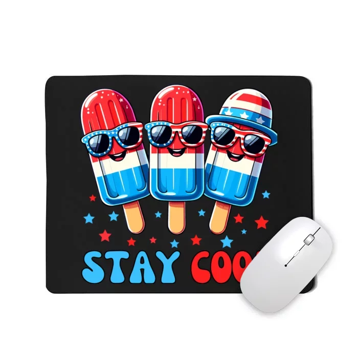 Stay Cool 4th July Popsicle Boy Usa Flag American Mousepad