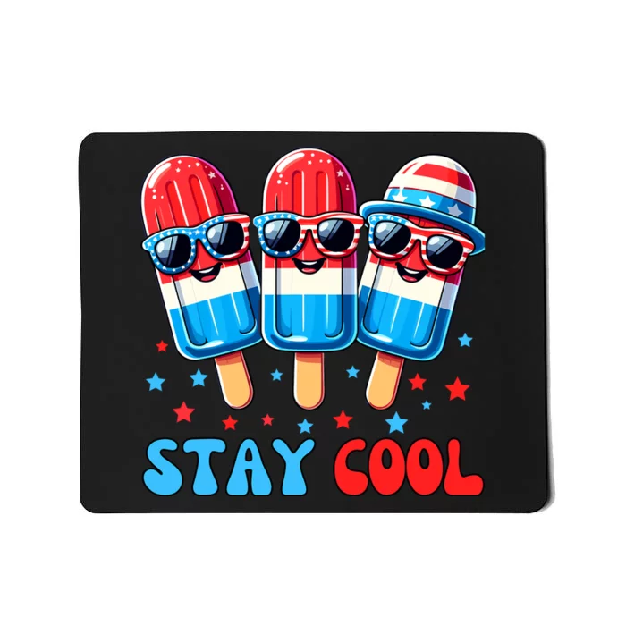 Stay Cool 4th July Popsicle Boy Usa Flag American Mousepad