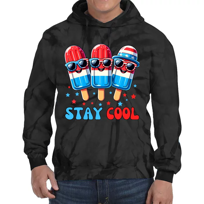 Stay Cool 4th July Popsicle Boy Usa Flag American Tie Dye Hoodie