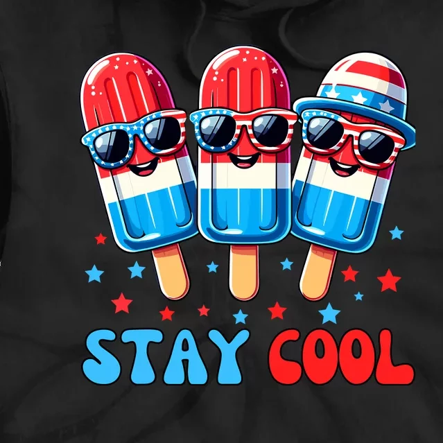 Stay Cool 4th July Popsicle Boy Usa Flag American Tie Dye Hoodie