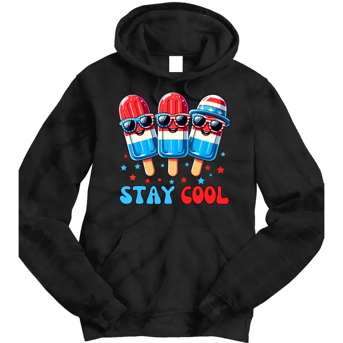 Stay Cool 4th July Popsicle Boy Usa Flag American Tie Dye Hoodie