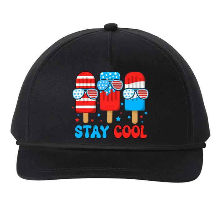 Stay Cool 4th July Usa Flag Funny Popsicle Snapback Five-Panel Rope Hat