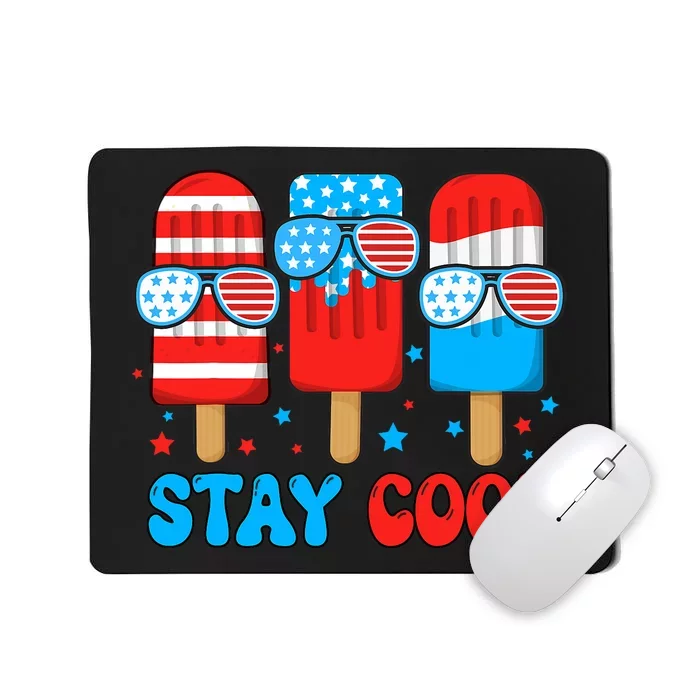 Stay Cool 4th July Usa Flag Funny Popsicle Mousepad