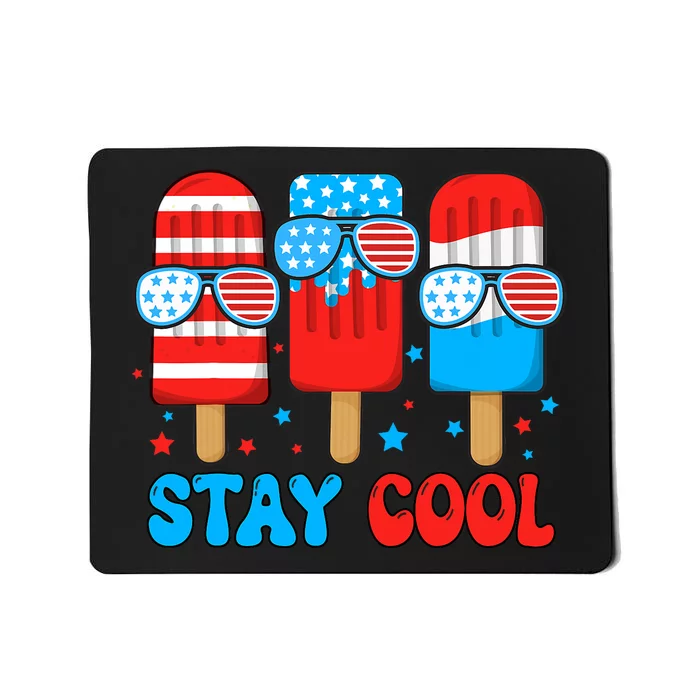 Stay Cool 4th July Usa Flag Funny Popsicle Mousepad