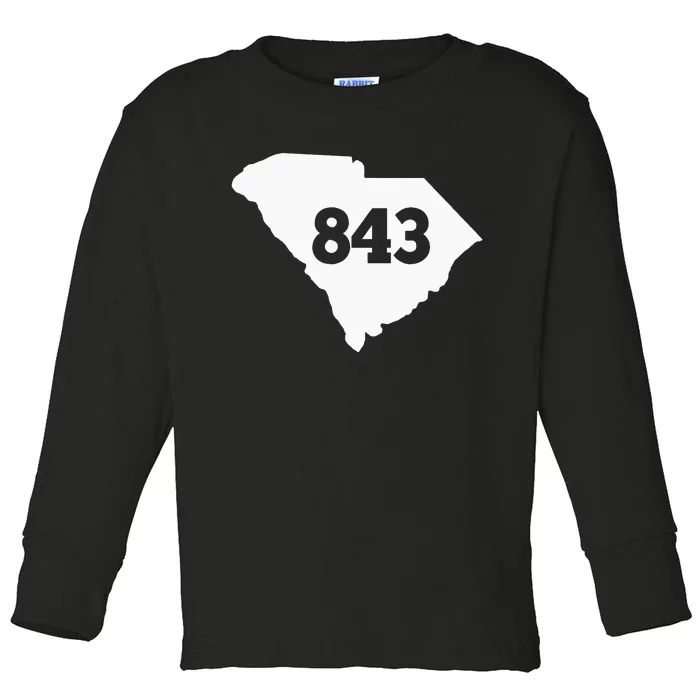 South Carolina 843 Area Code Toddler Long Sleeve Shirt