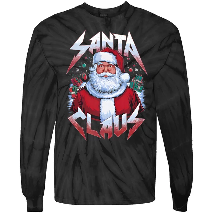 Santa Claus 90s Bootleg Concert Style Christmas Celebration Tie-Dye Long Sleeve Shirt