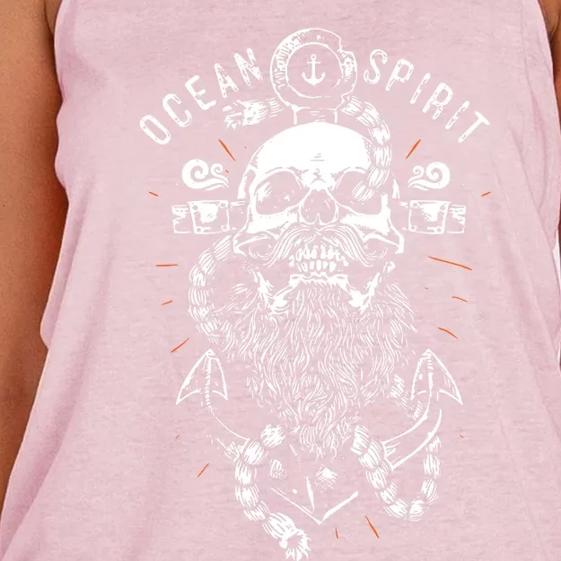 Skull Captain Anchor Women's Knotted Racerback Tank