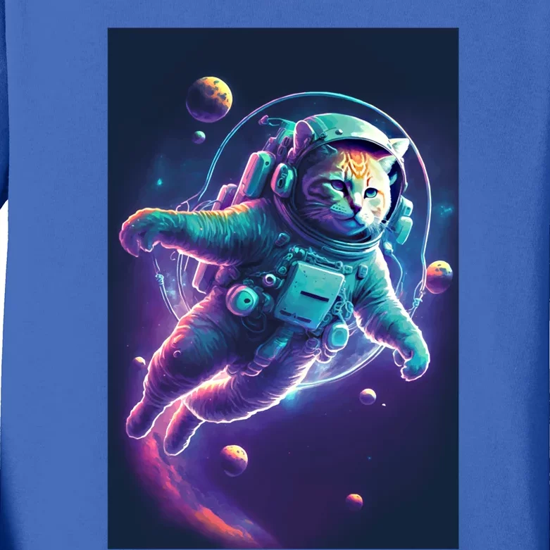 Space Cat Astronaut Catstronaut For Cat Lovers Graphic Gift Kids Long Sleeve Shirt