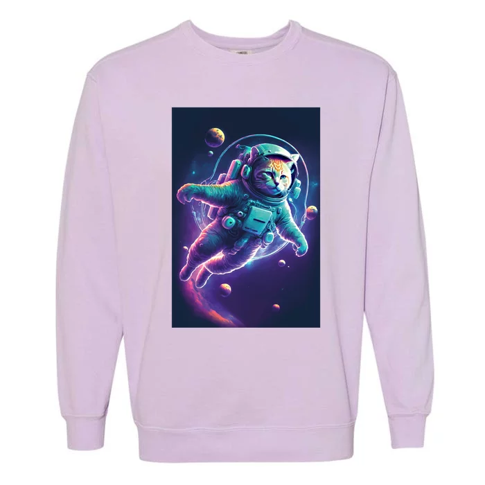 Space Cat Astronaut Catstronaut For Cat Lovers Graphic Gift Garment-Dyed Sweatshirt