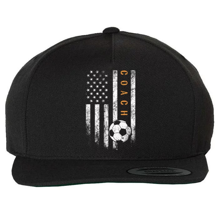 Soccer Coach American Flag Design Soccer Trainer Coaching Wool Snapback Cap