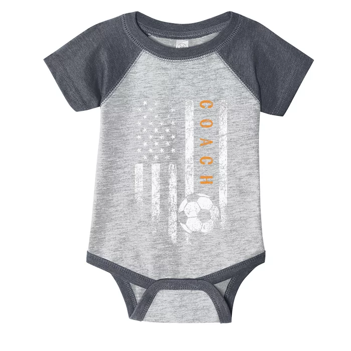 Soccer Coach American Flag Design Soccer Trainer Coaching Infant Baby Jersey Bodysuit