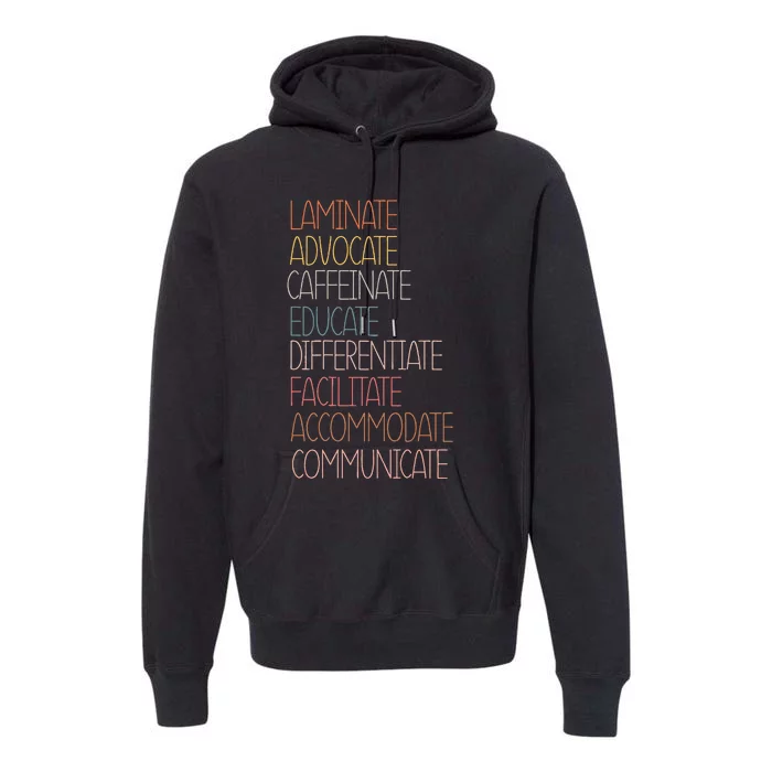 Sped Caffeinate Advocate Laminate Educate Teacher Autism Day Premium Hoodie