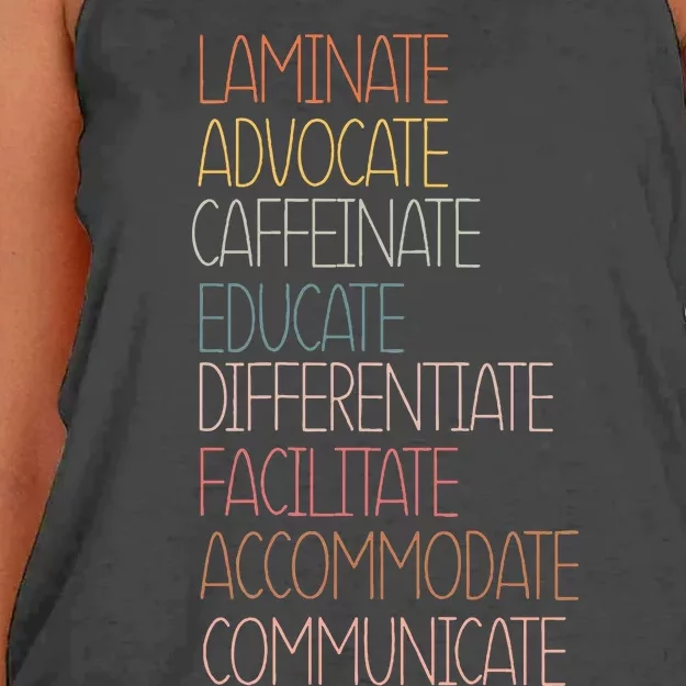 Sped Caffeinate Advocate Laminate Educate Teacher Autism Day Women's Knotted Racerback Tank