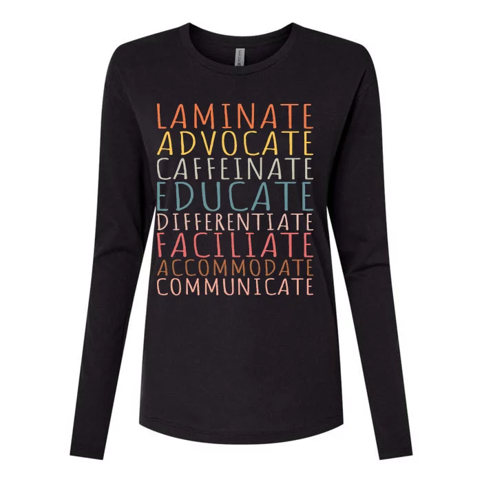 Sped Caffeinate Advocate Laminate Educate Teacher Womens Cotton Relaxed Long Sleeve T-Shirt