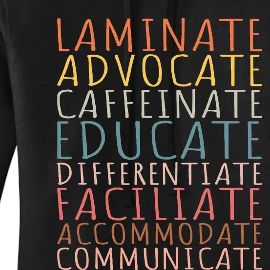 Sped Caffeinate Advocate Laminate Educate Teacher Women's Pullover Hoodie