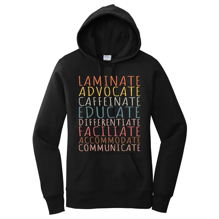 Sped Caffeinate Advocate Laminate Educate Teacher Women's Pullover Hoodie