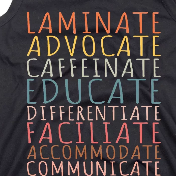 Sped Caffeinate Advocate Laminate Educate Teacher Tank Top