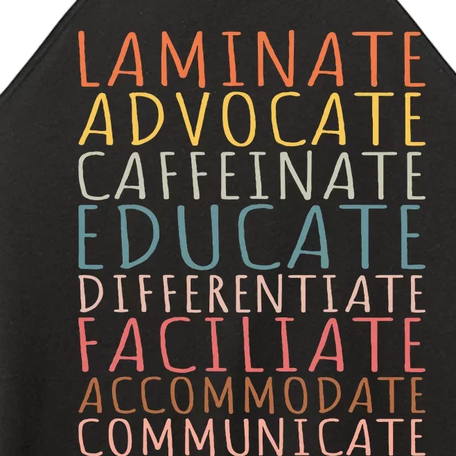 Sped Caffeinate Advocate Laminate Educate Teacher Women’s Perfect Tri Rocker Tank