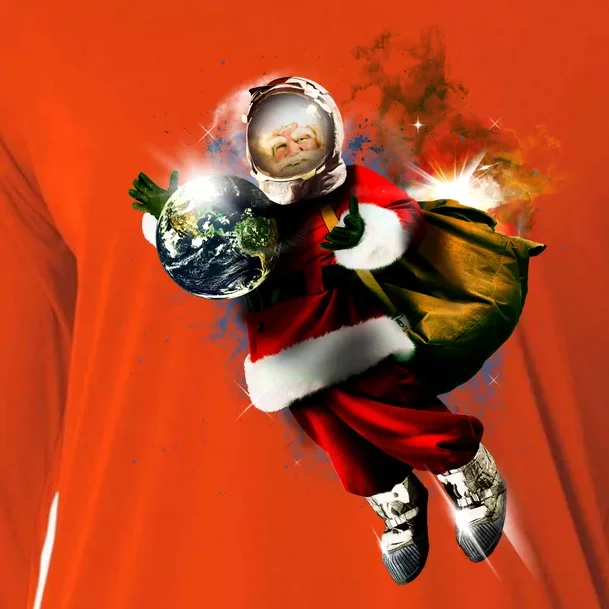 Santa Claus Astronaut In Space Cooling Performance Long Sleeve Crew