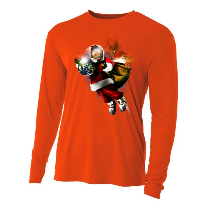 Santa Claus Astronaut In Space Cooling Performance Long Sleeve Crew