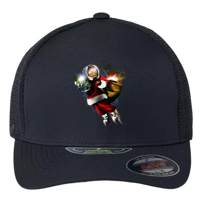 Santa Claus Astronaut In Space Flexfit Unipanel Trucker Cap