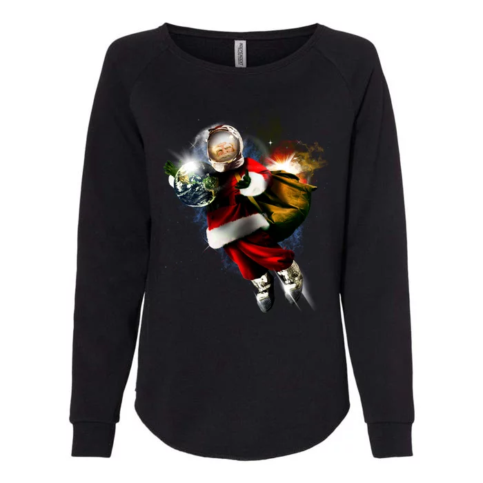 Santa Claus Astronaut In Space Womens California Wash Sweatshirt