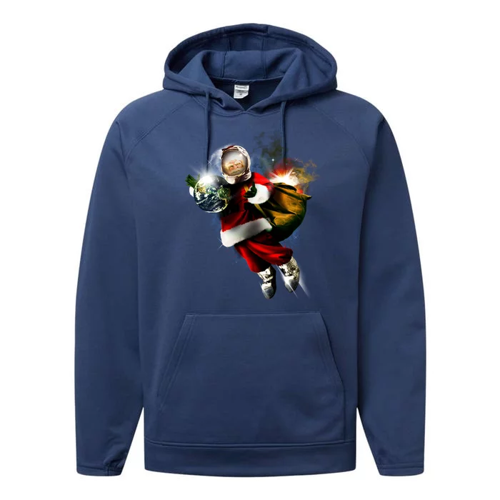 Santa Claus Astronaut In Space Performance Fleece Hoodie