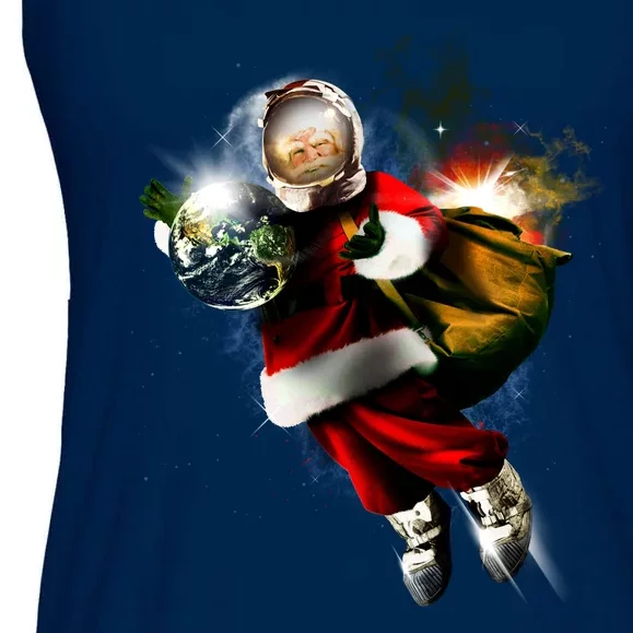 Santa Claus Astronaut In Space Ladies Essential Flowy Tank