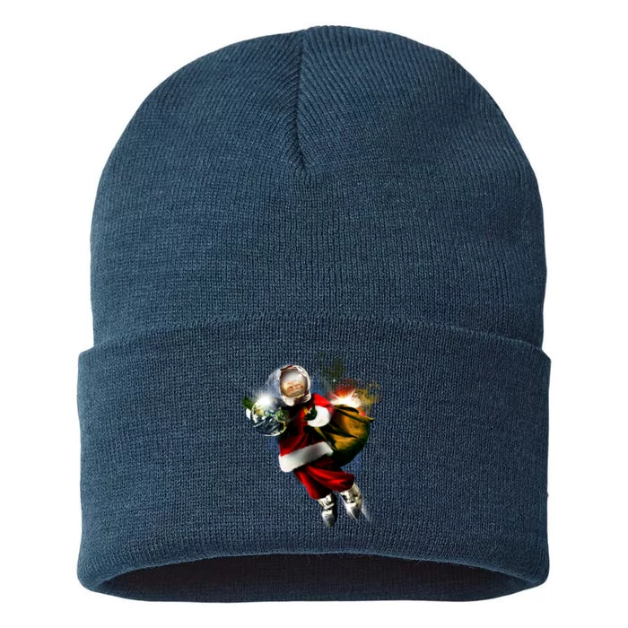 Santa Claus Astronaut In Space Sustainable Knit Beanie