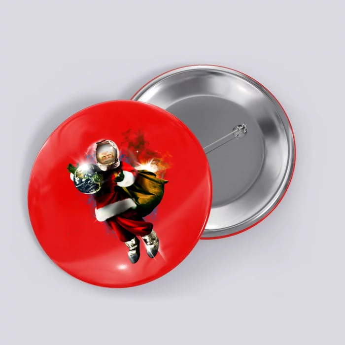 Santa Claus Astronaut In Space Button