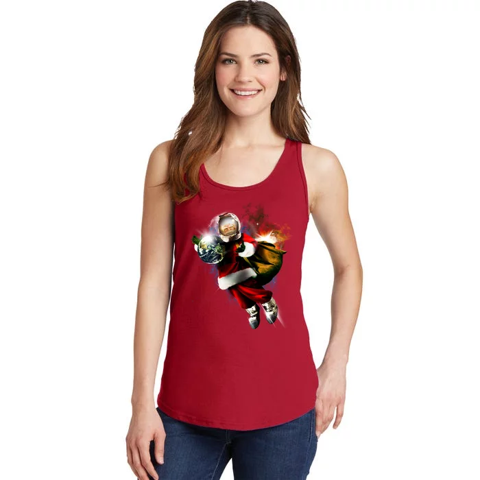 Santa Claus Astronaut In Space Ladies Essential Tank