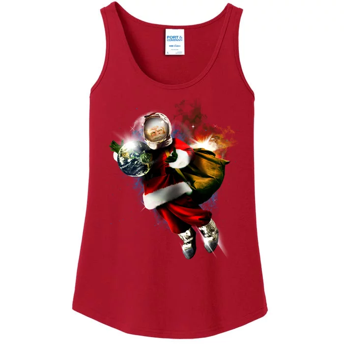 Santa Claus Astronaut In Space Ladies Essential Tank