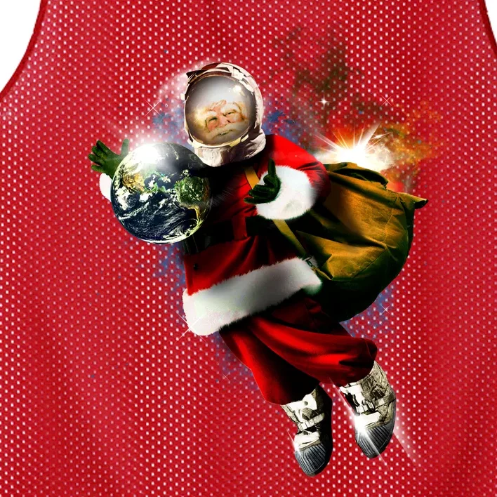 Santa Claus Astronaut In Space Mesh Reversible Basketball Jersey Tank