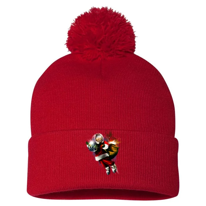 Santa Claus Astronaut In Space Pom Pom 12in Knit Beanie