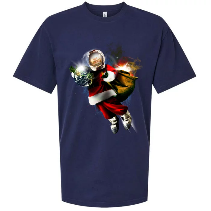 Santa Claus Astronaut In Space Sueded Cloud Jersey T-Shirt