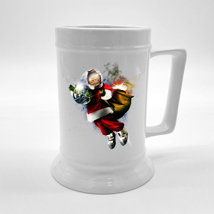 Santa Claus Astronaut In Space Front & Back Beer Stein