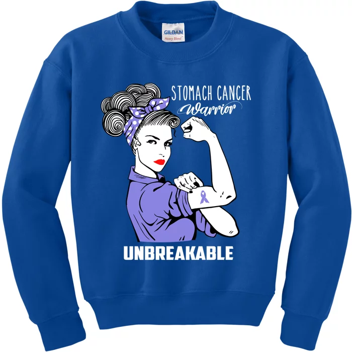 Stomach Cancer Awareness Stomach Cancer Warrior Unbreakable Gift Kids Sweatshirt