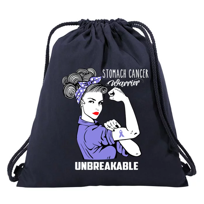 Stomach Cancer Awareness Stomach Cancer Warrior Unbreakable Gift Drawstring Bag