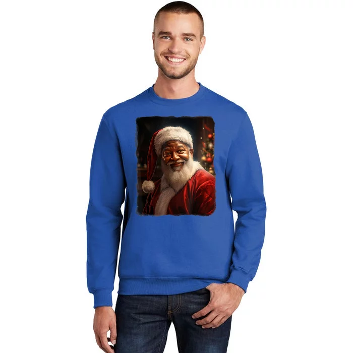 Santa Claus African American Realistic Potrait Christmas Tall Sweatshirt