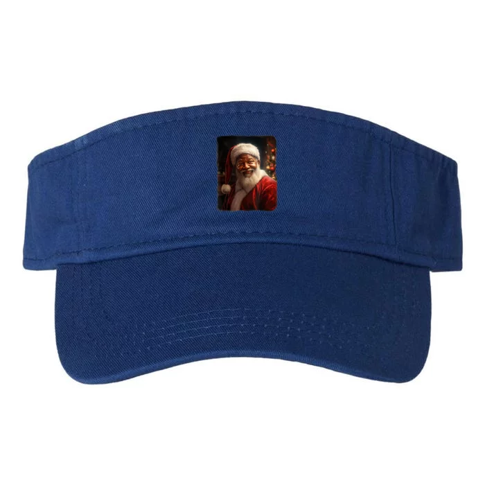 Santa Claus African American Realistic Potrait Christmas Valucap Bio-Washed Visor