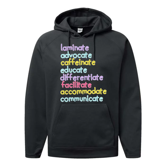 Sped Caffeinate Advocate Laminate Educate Teacher Performance Fleece Hoodie